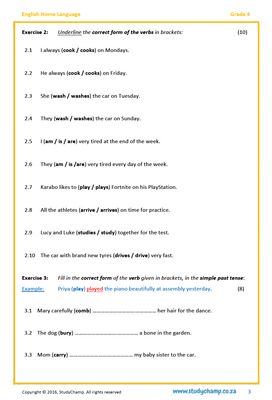 Grade 4 English: Verbs and Tenses