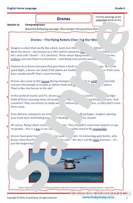 Grade 4 English Comprehension: Drones