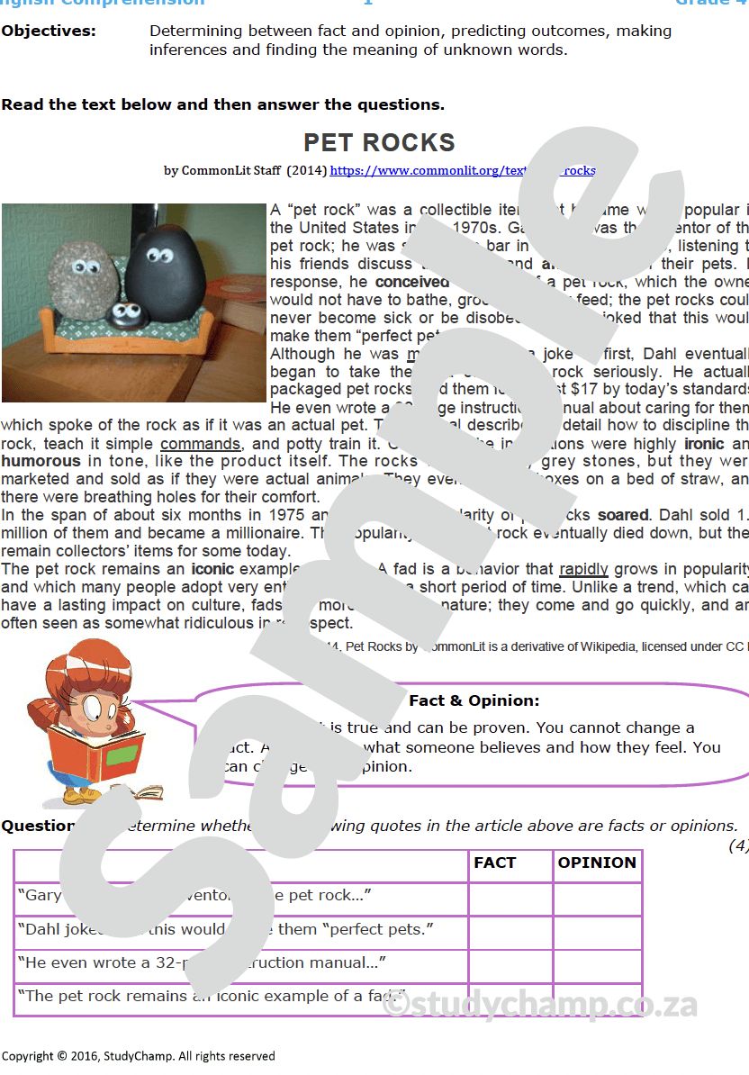 Grade 4 English Comprehension: Trees and Recycling
