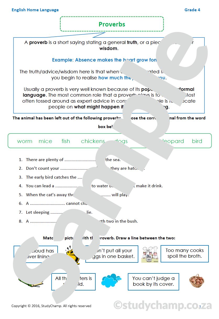 Grade 4 English: Proverbs