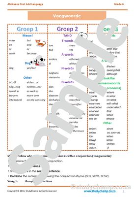 Grade 6 Afrikaans: Voegwoorde