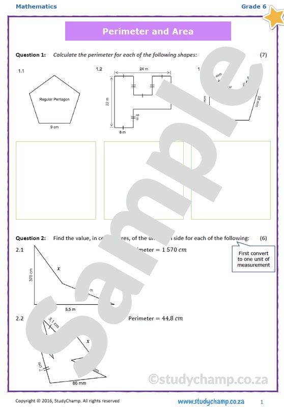 Grade 6 Maths Test: Perimeter and Area