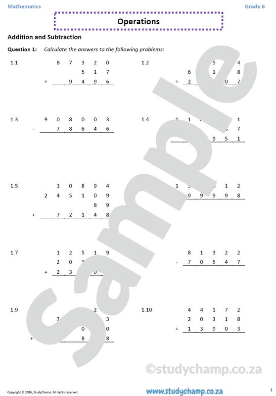Grade 6 Maths Worksheet: Operations 1