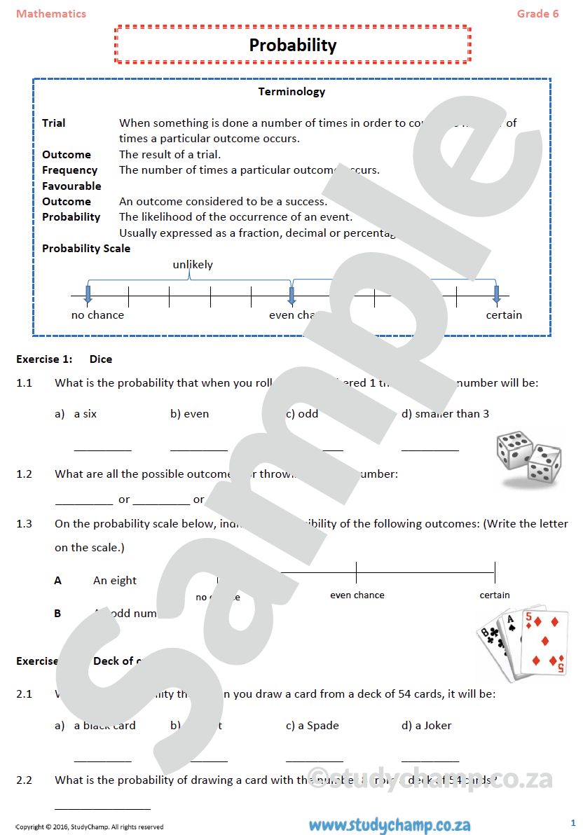 Grade 6 Maths Worksheet: Probability