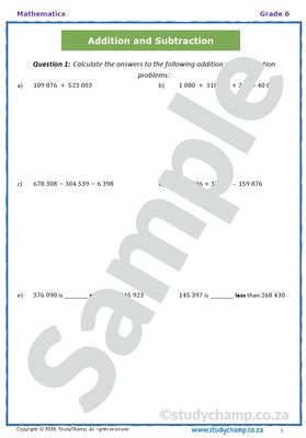 Grade 6 Maths Worksheet: Operations 2