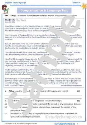 Grade 4 English Comprehension: Bike Boom