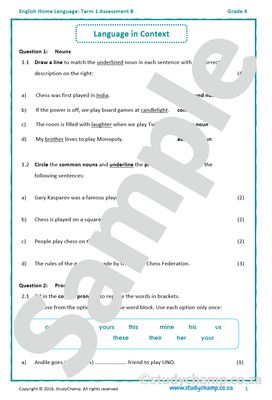 Grade 4 English: Term 1 Assessment B