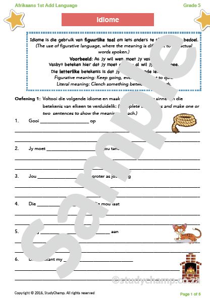 Grade 5 Afrikaans: Idiome en Intensiewe vorme