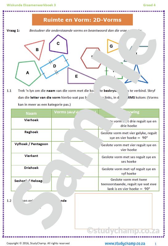 Graad 4 Wiskunde Jaareind Hersiening: Werkboek 3