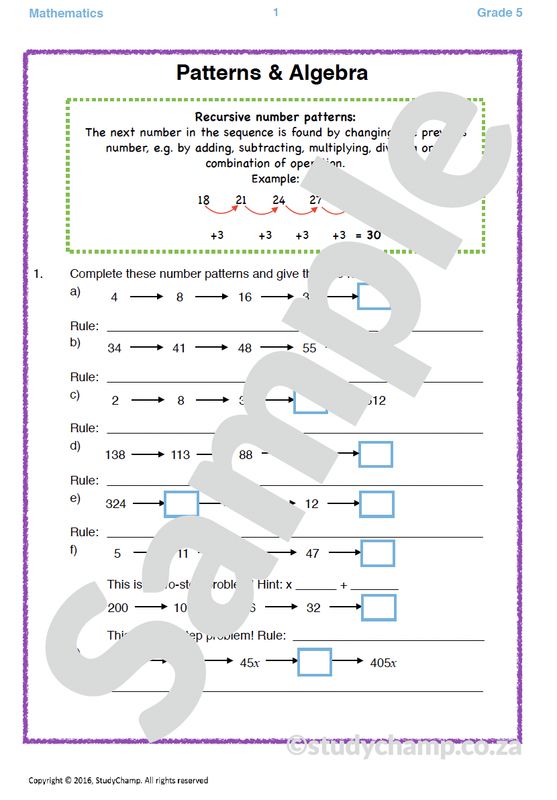 Grade 5 Mathematics Worksheet: Patterns and Algebra