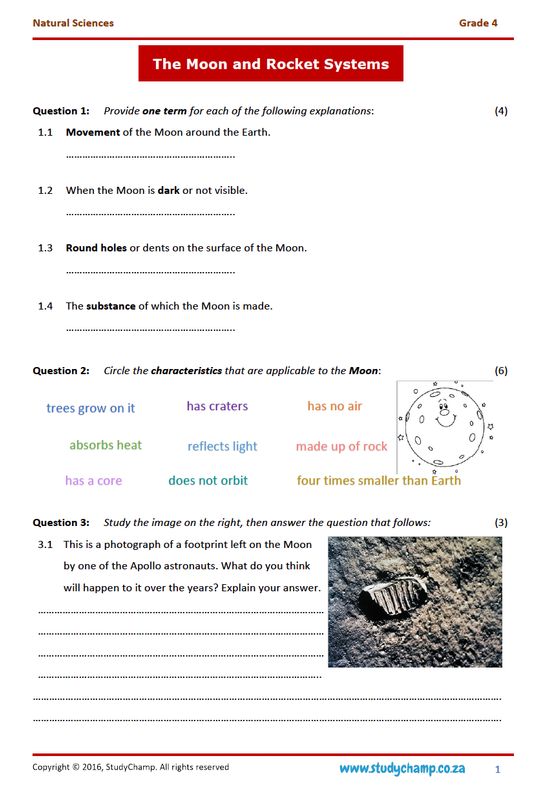 Grade 4 Natural Sciences Test: The Moon and Rocket Systems