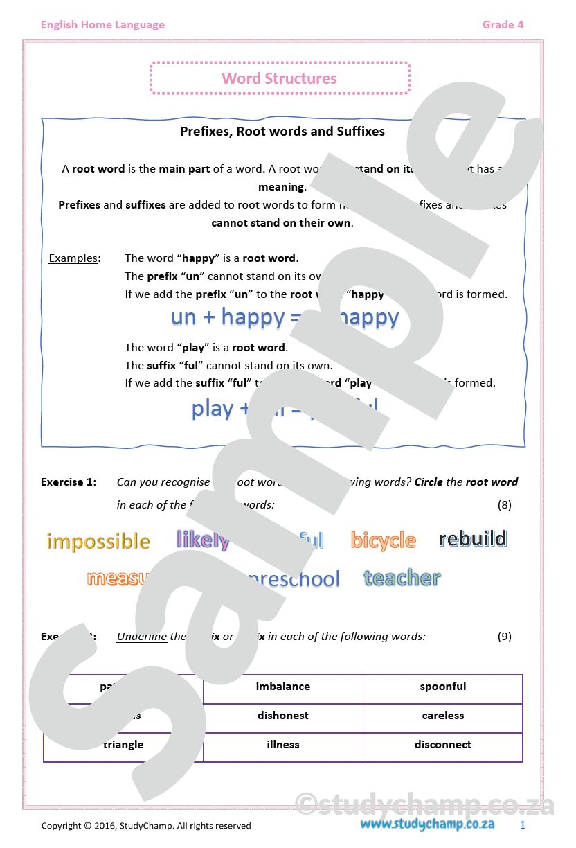 Grade 4 English: Word Structures