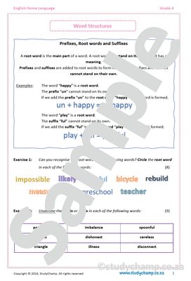 Grade 4 English: Word Structures