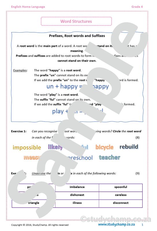 Grade 4 English: Word Structures