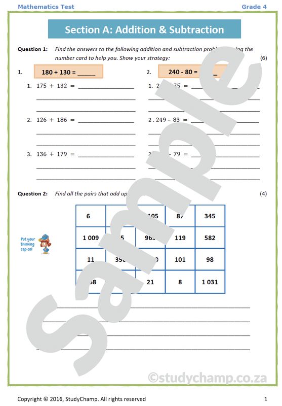 Grade 4 Mathematics Test: Mixed Practice - all operations