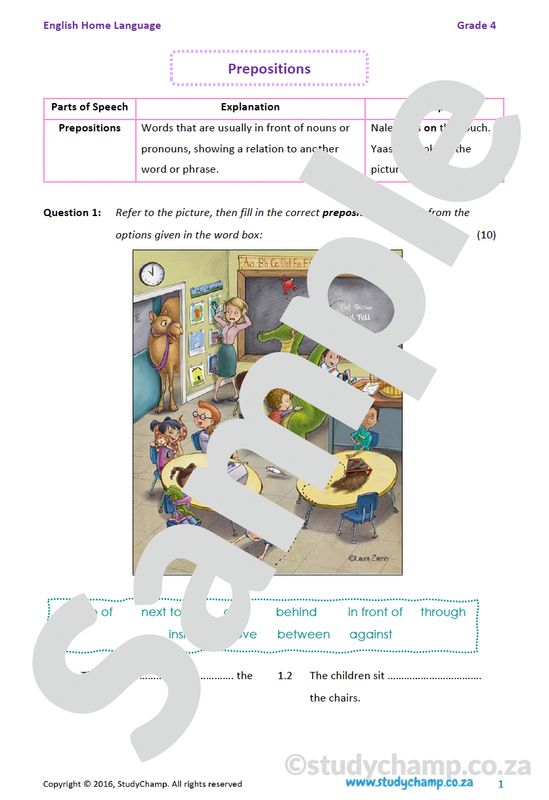 Grade 4 English: Prepositions