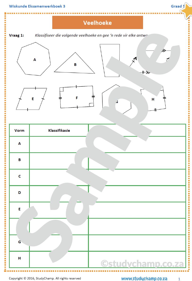 Graad 5 Wiskunde Jaareind Hersiening: Werkboek 3