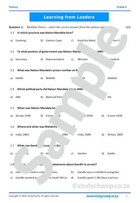 Grade 4 History Test: Learning from Leaders
