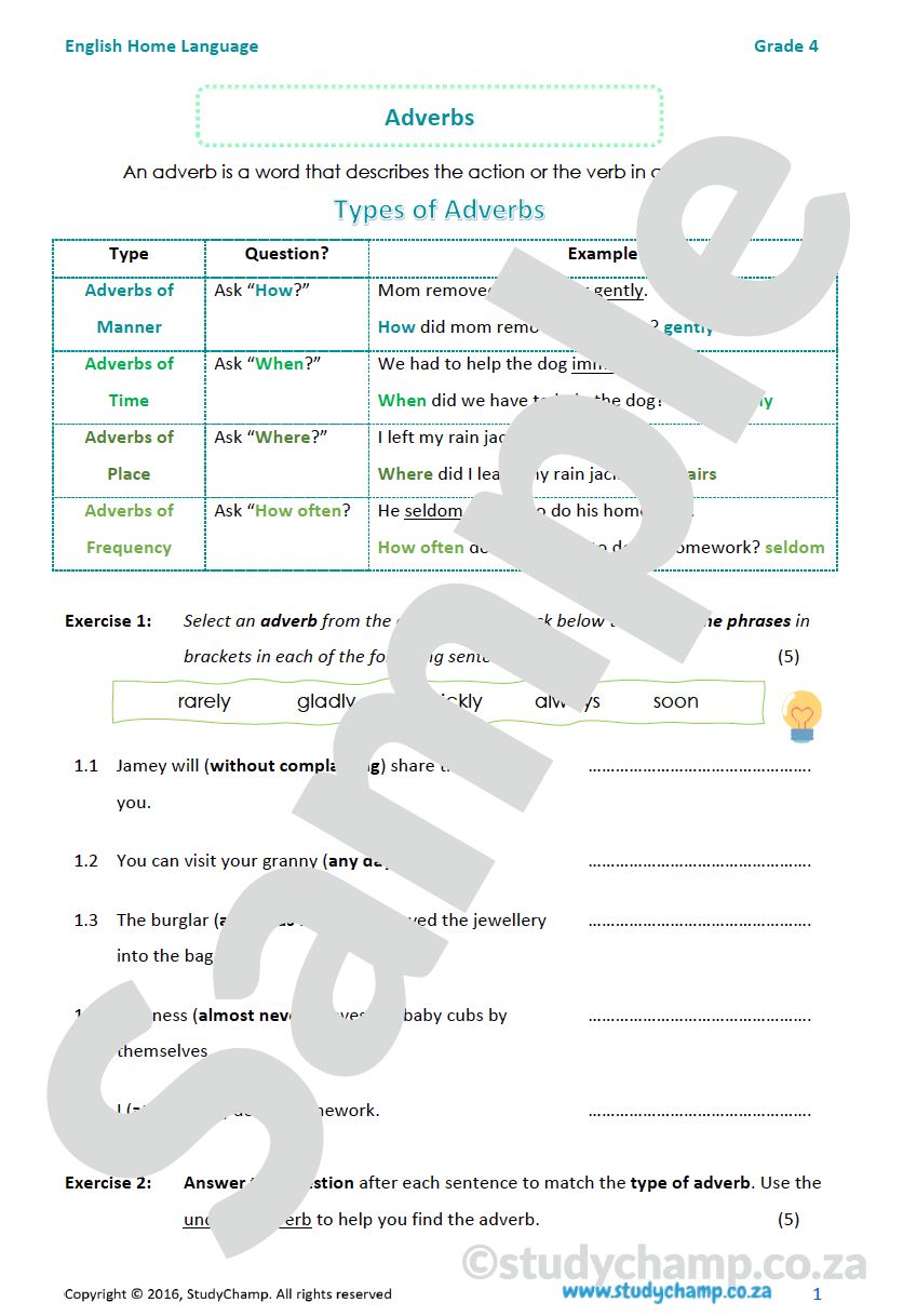 Grade 4 English: Adverbs