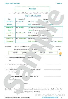 Grade 4 English: Adverbs