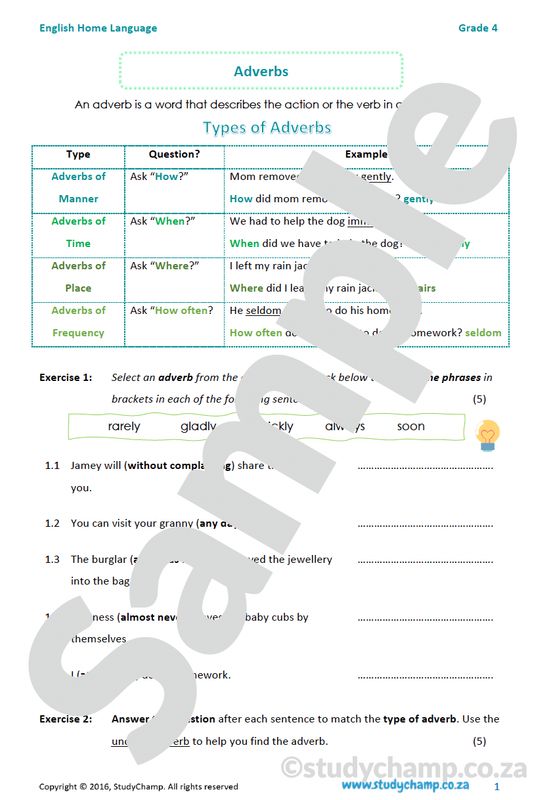 Grade 4 English: Adverbs