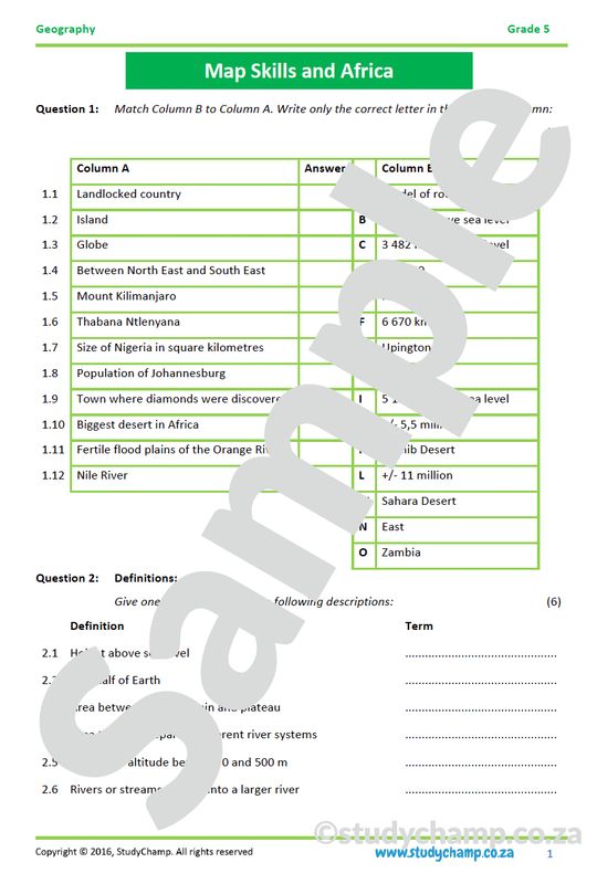 Grade 5 Geography: Midyear Exam Workbook