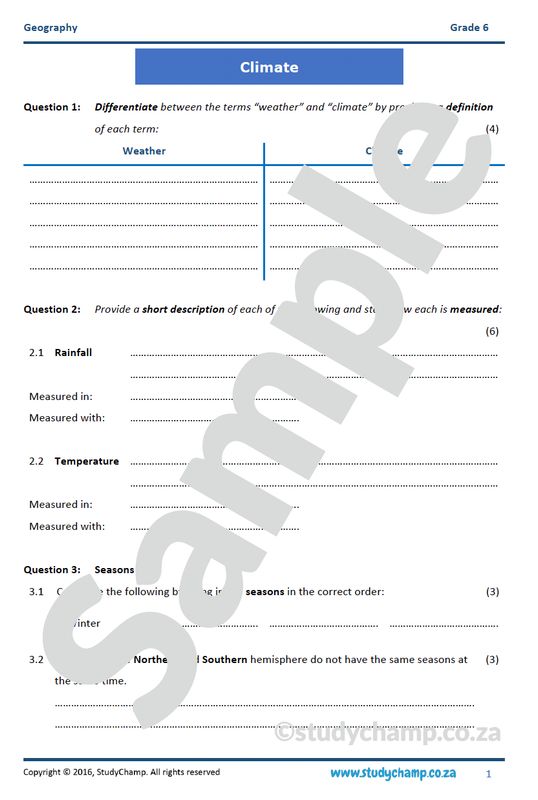 Grade 6 Geography Test: Climate around the World