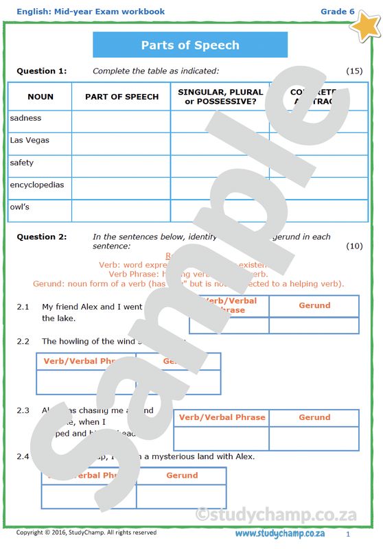 Grade 6 English Mid-year Exam Revision: Language and Grammar