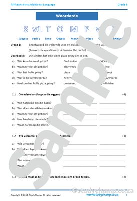 Grade 6 Afrikaans: Woordorde
