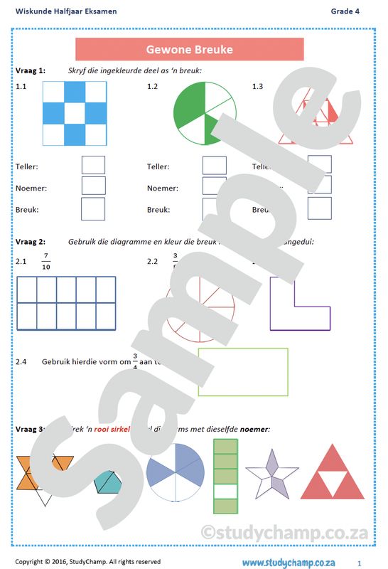 Graad 4 Wiskunde Halfjaar Hersiening: Werkboek 2