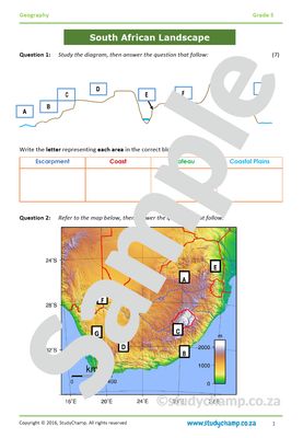 Grade 5 Geography Test: The South African Landscape