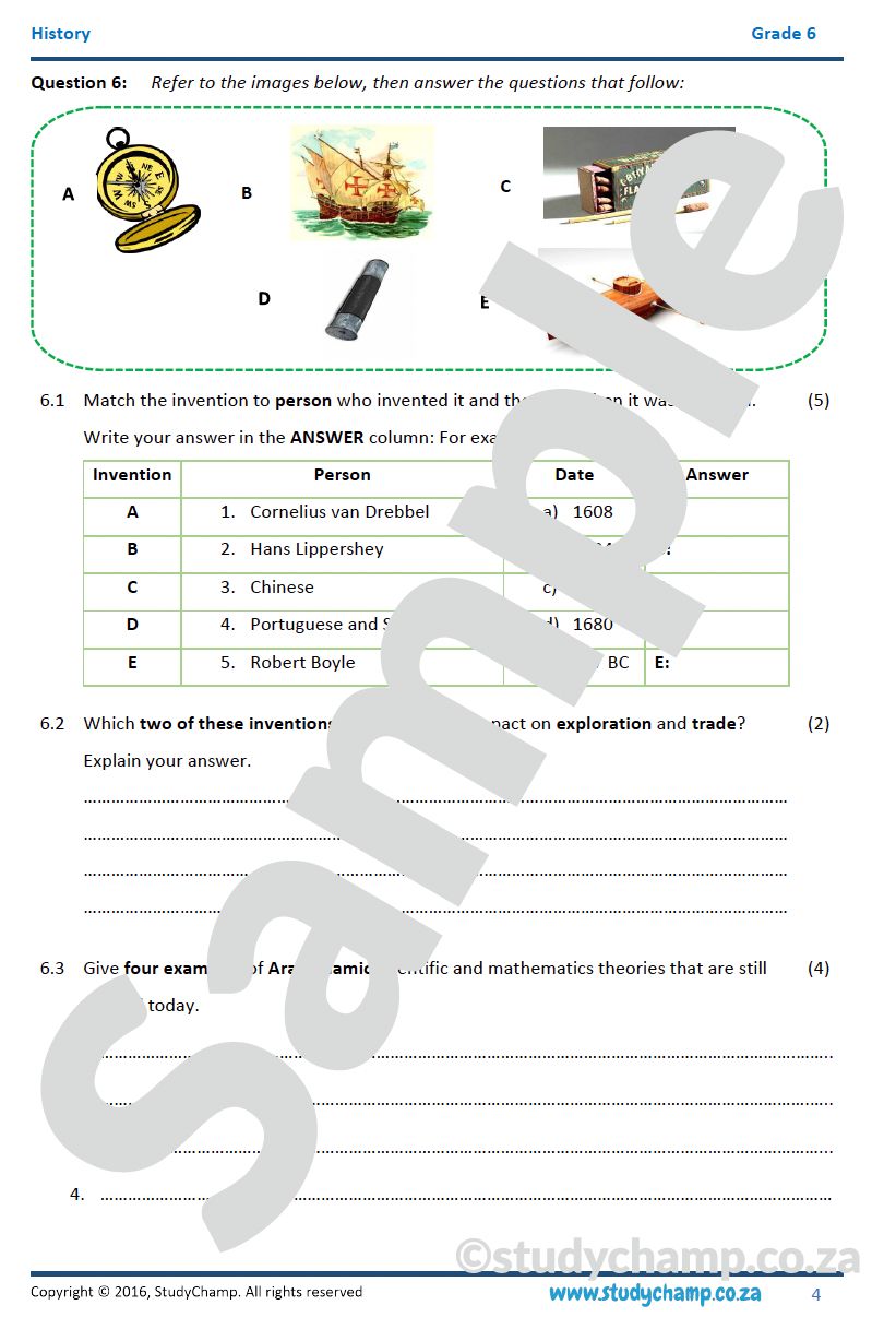 Grade 6 History Test: The Renaissance
