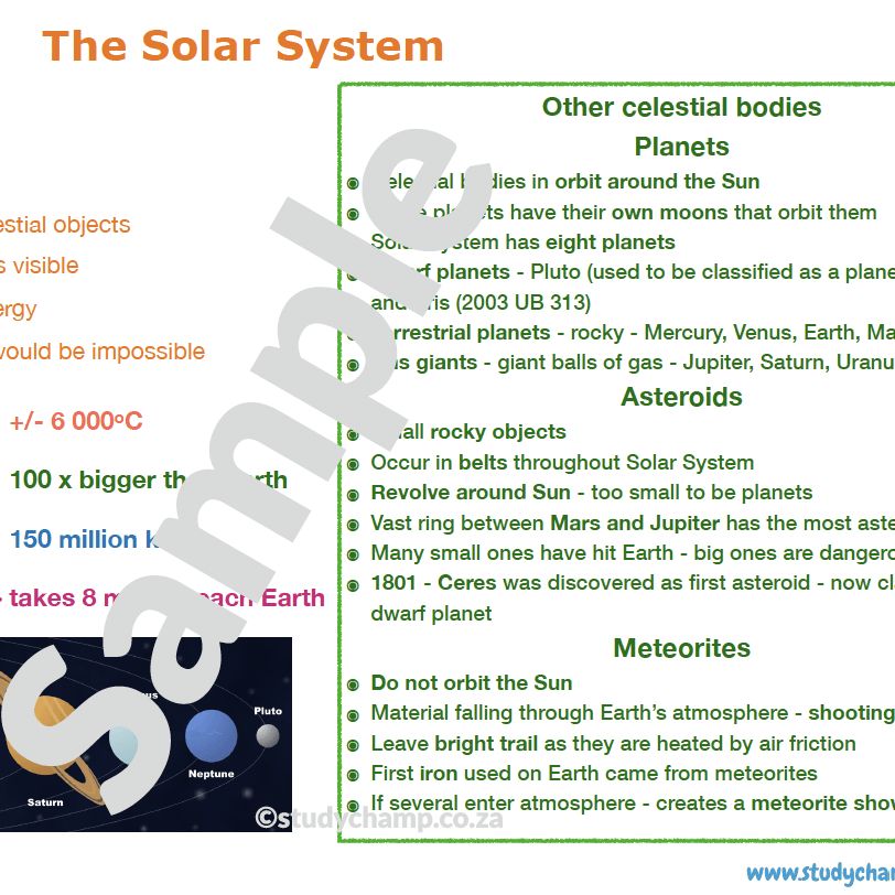 Grade 6 Natural Sciences Summary: The Solar System