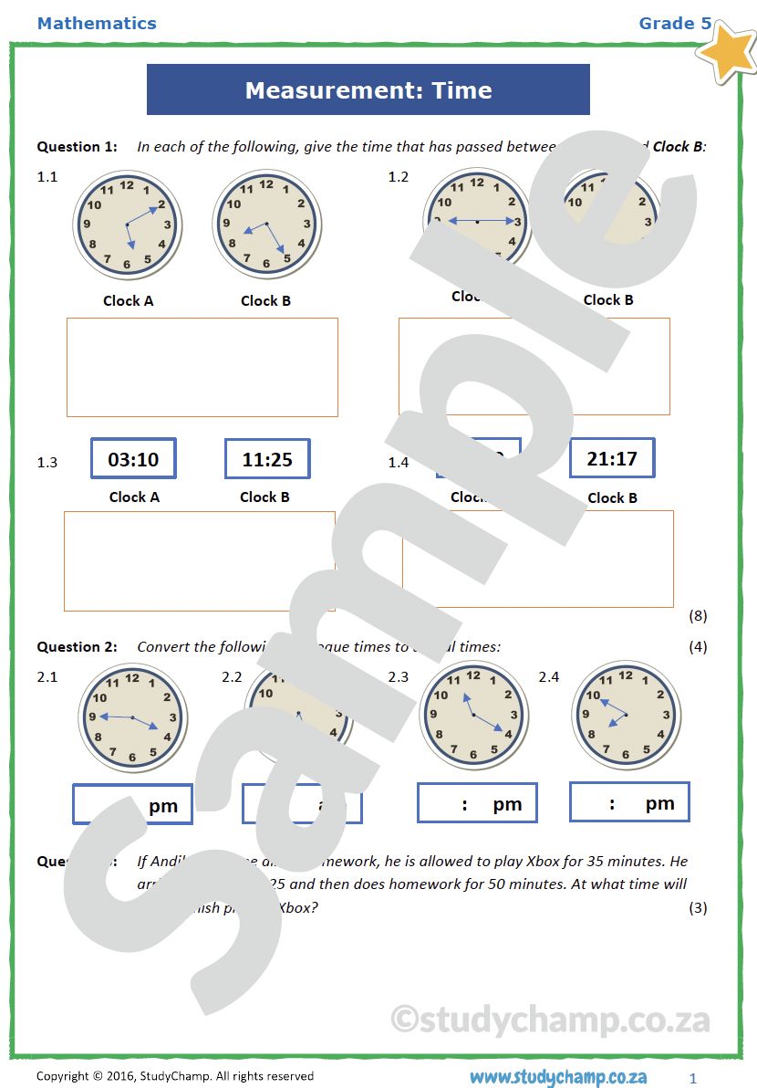 Grade 5 Mathematics Test: Mixed Concepts 2