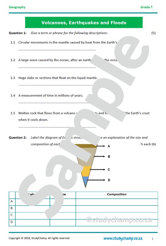Grade 7 Geography Test: Earth's structure and Natural disasters