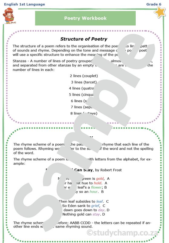 Grade 6 English Worksheet: Poetry