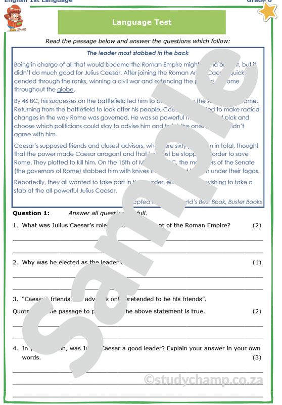 Grade 6 English Test: The Leader