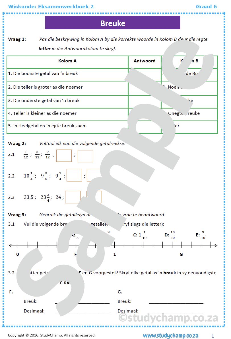 Graad 6 Wiskunde Jaareind Hersiening: Werkboek 2