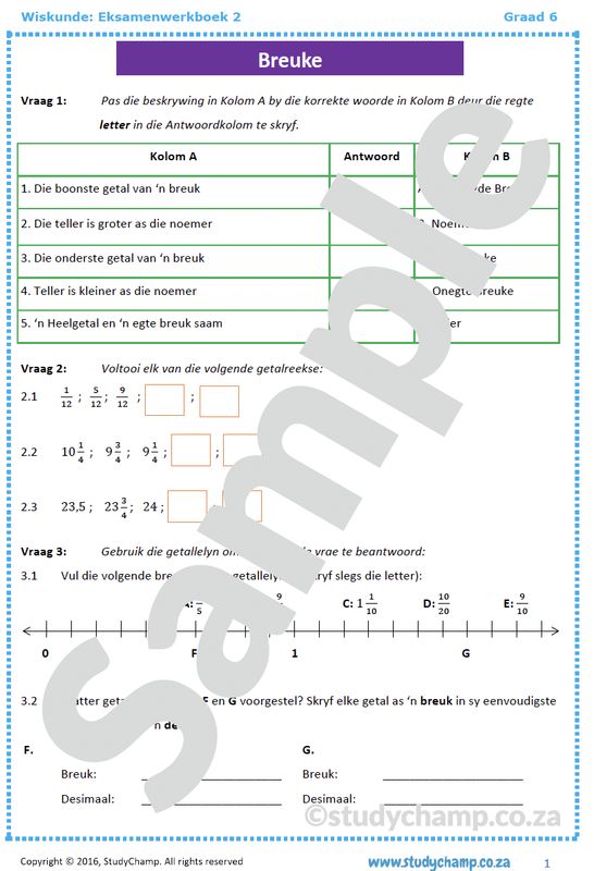 Graad 6 Wiskunde Jaareind Hersiening: Werkboek 2