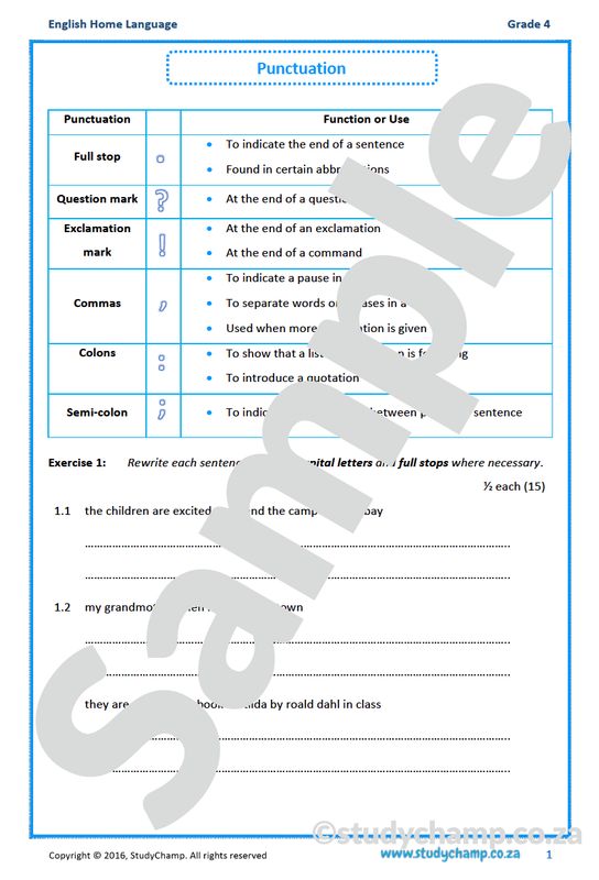 Grade 4 English: Punctuation