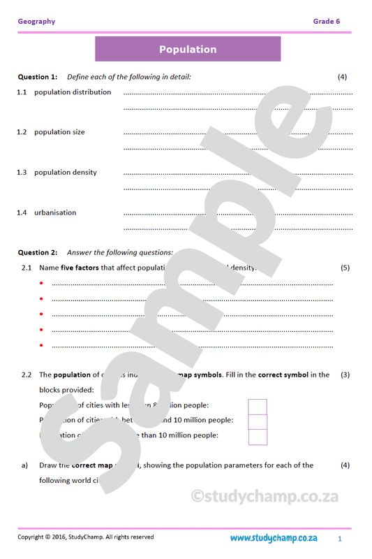 Grade 6 Geography Test: Population
