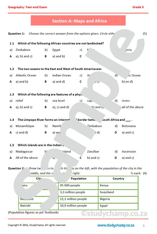 Grade 5 Geography: Year-end Exam Workbook