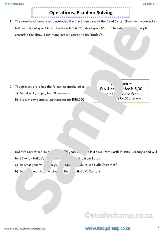 Grade 6 Maths Worksheet: Operations and Problem Solving