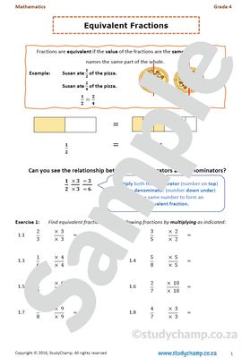 Grade 5 Mathematics Worksheet: Equivalent Fractions