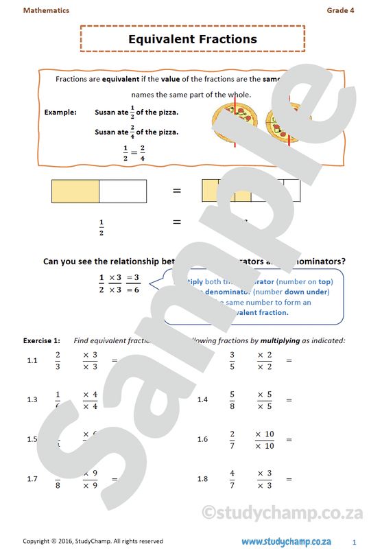 Grade 5 Mathematics Worksheet: Equivalent Fractions