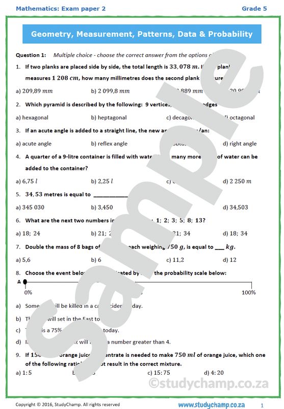 Grade 5 Mathematics Year-End Exam: Paper 2