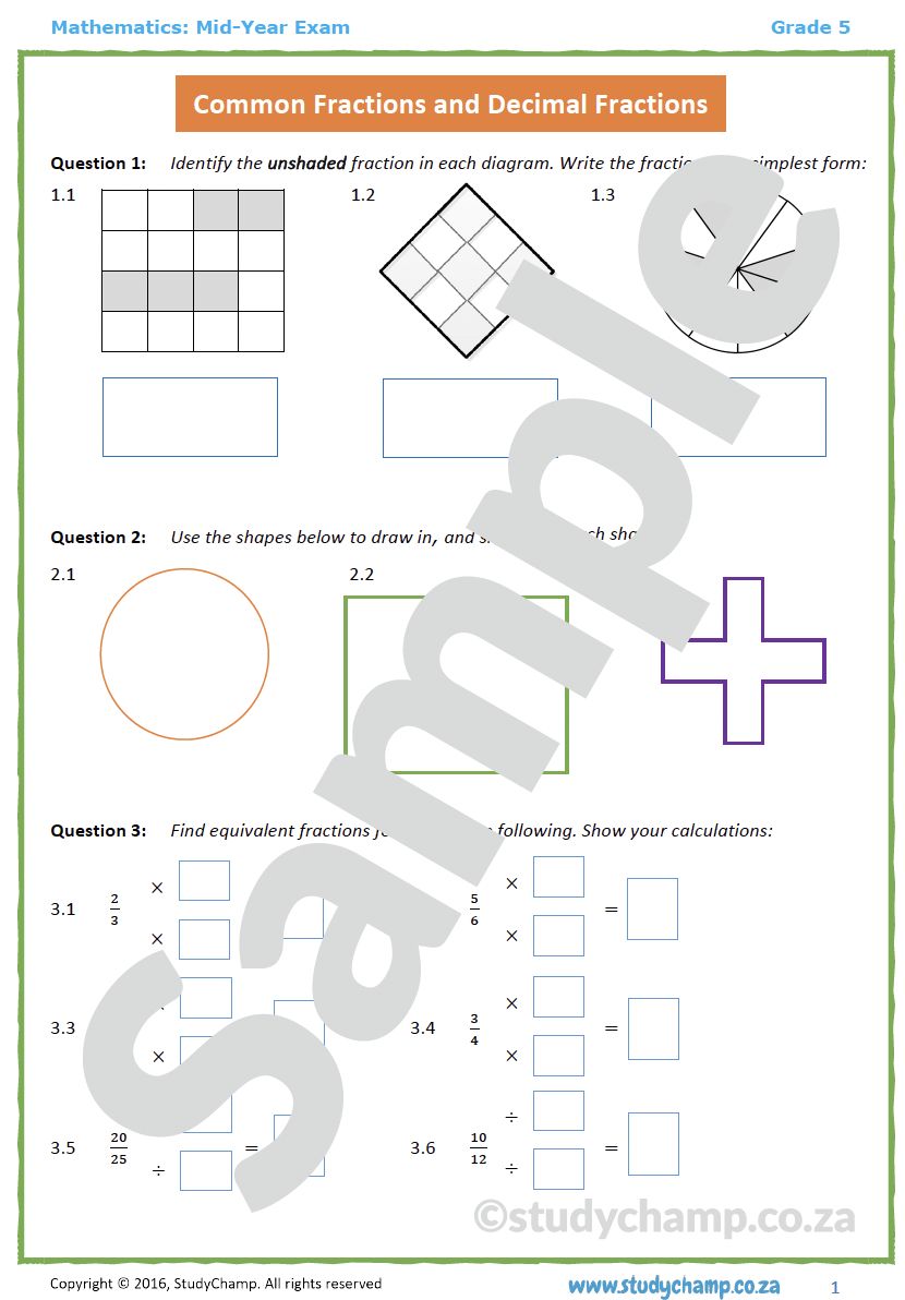 Grade 5 Mathematics Mid-Year Exam: Workbook 2