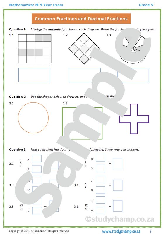 Grade 5 Mathematics Mid-Year Exam: Workbook 2