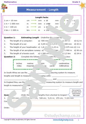 Grade 5 Mathematics Worksheet: Measurement - Length