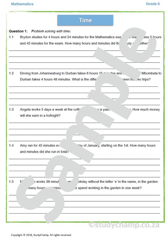 Grade 6 Maths Worksheet: Time - Problem Solving